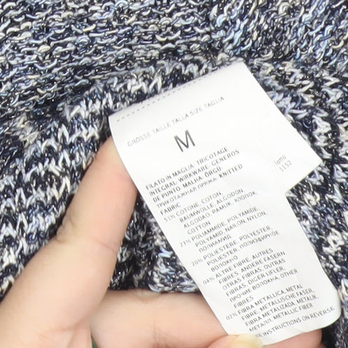 Marella Sport Women’s Blue Knit Cardigan M Crew Neck Long Sleeve
