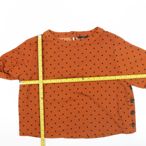 George Women’s Brown Polka Dot Cropped Blouse UK 10 Short Sleeve
