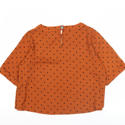George Women’s Brown Polka Dot Cropped Blouse UK 10 Short Sleeve
