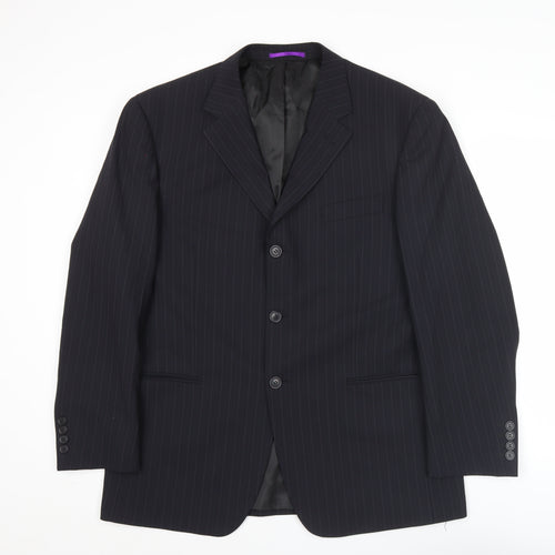 Taylor & Wright Men's Black Pinstripe 42R Suit Jacket Wool Blend