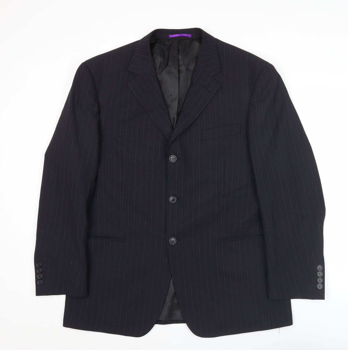 Taylor & Wright Men's Black Pinstripe 42R Suit Jacket Wool Blend