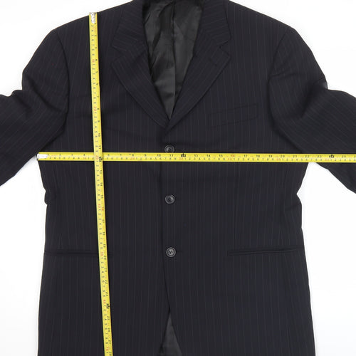 Taylor & Wright Men's Black Pinstripe 42R Suit Jacket Wool Blend