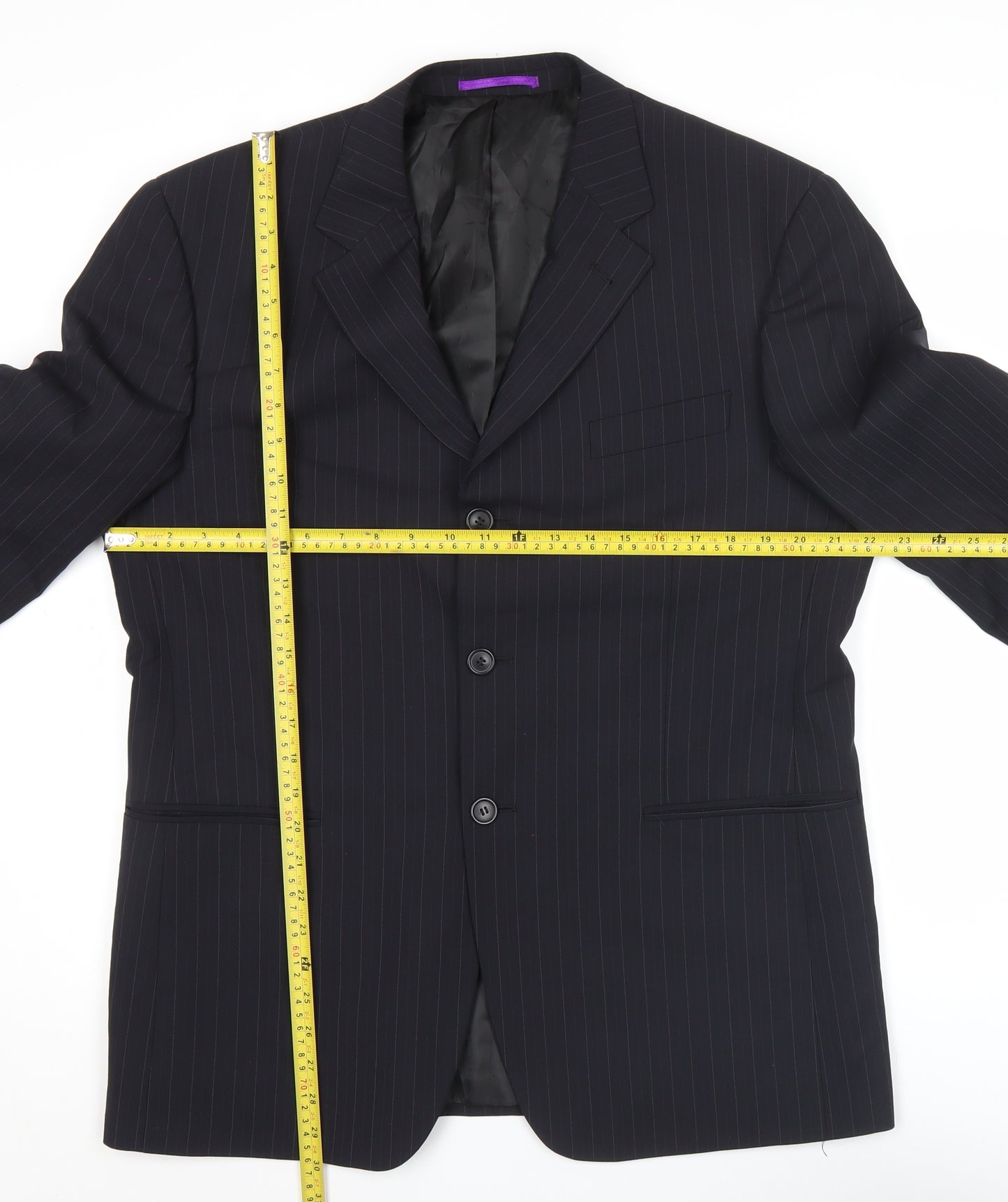Taylor & Wright Men's Black Pinstripe 42R Suit Jacket Wool Blend