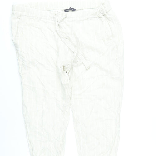 Marks and Spencer Women’s Ivory Linen Blend Cropped Trousers Size 16