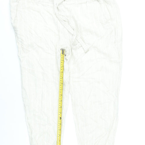 Marks and Spencer Women’s Ivory Linen Blend Cropped Trousers Size 16