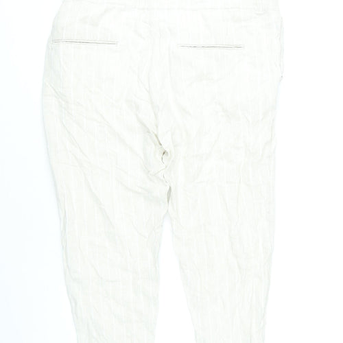 Marks and Spencer Women’s Ivory Linen Blend Cropped Trousers Size 16