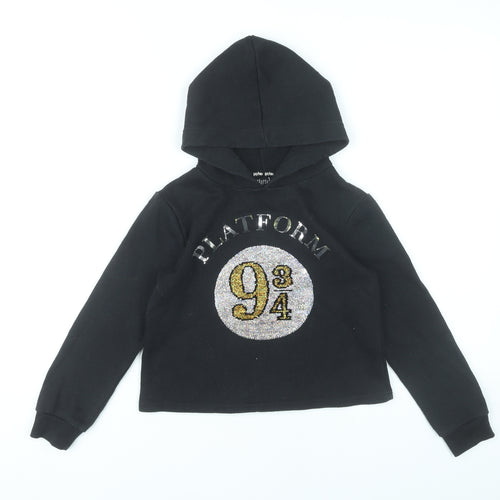 Harry Potter Girls Black Hoodie 9-10 Years Pullover Glitter Platform 9¾