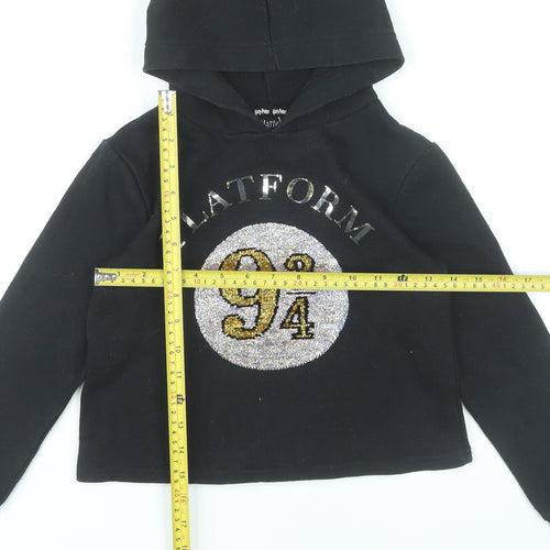 Harry Potter Girls Black Hoodie 9-10 Years Pullover Glitter Platform 9¾