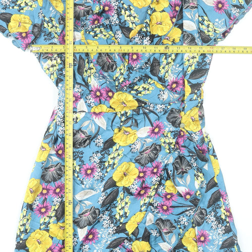 Girls on Film Women’s Multicoloured Floral Wrap Dress UK 10 Short Sleeve