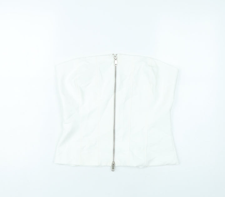 Zara Womens White Strapless Slim Fit Camisole Top Size 12