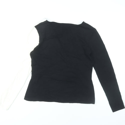 Karen Millen Women’s Black White Wrap Blouse UK 12 Long Sleeve Top
