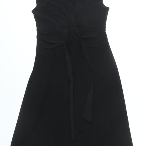 Joanna Hope Women’s Black Size 12 Sleeveless Beaded Wrap Dress