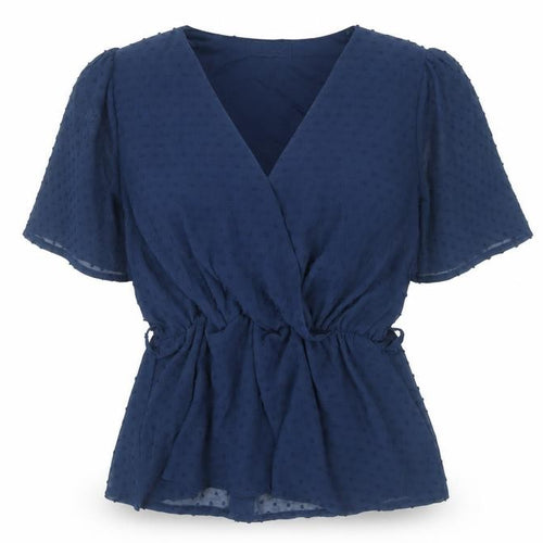 Quiz Women’s Blue Wrap Blouse UK 10 Flared Sleeve Chiffon