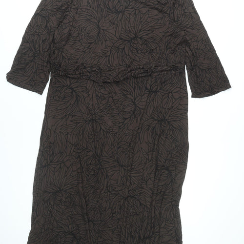 Ann Harvey Women’s Brown Floral Midi Wrap Dress Size 22