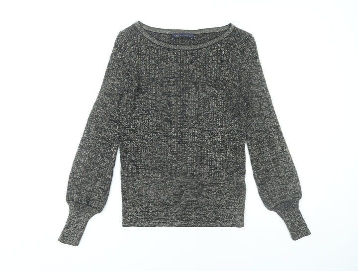 Marks and Spencer Womens Black Knit Boat Neck Blouse Size S