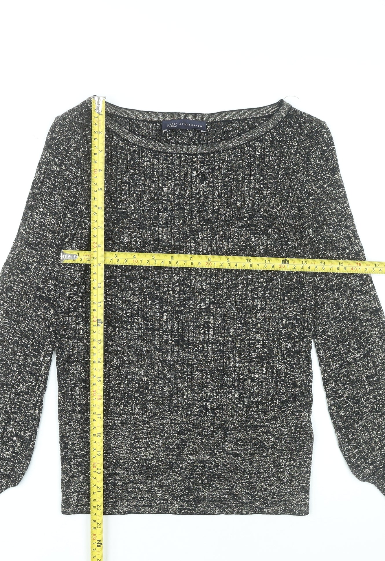Marks and Spencer Womens Black Knit Boat Neck Blouse Size S
