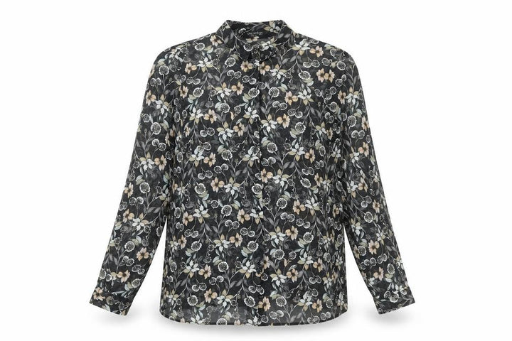 Miss Selfridge Women’s Black Floral Chiffon Blouse UK 10 Long Sleeve