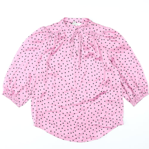 Marks and Spencer Womens Pink Polka Dot Blouse Size 10 Tunic Style