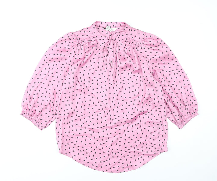 Marks and Spencer Womens Pink Polka Dot Blouse Size 10 Tunic Style