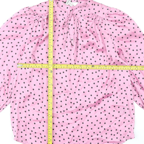 Marks and Spencer Womens Pink Polka Dot Blouse Size 10 Tunic Style