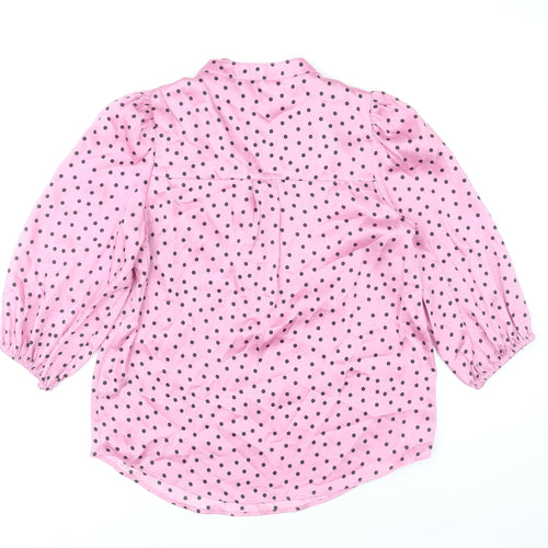 Marks and Spencer Womens Pink Polka Dot Blouse Size 10 Tunic Style