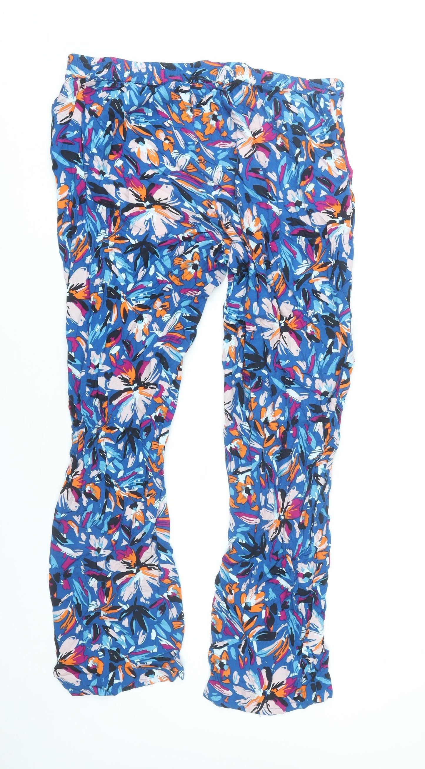 Damart Womens Multicoloured Floral Viscose Trousers Size 18 Lightweight