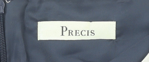 Precis Womens Blue Geometric Sheath Dress Size 10 Sleeveless Knee Length