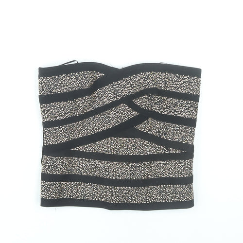 River Island Women Black Size 10 Strapless Beaded Camisole Party Top