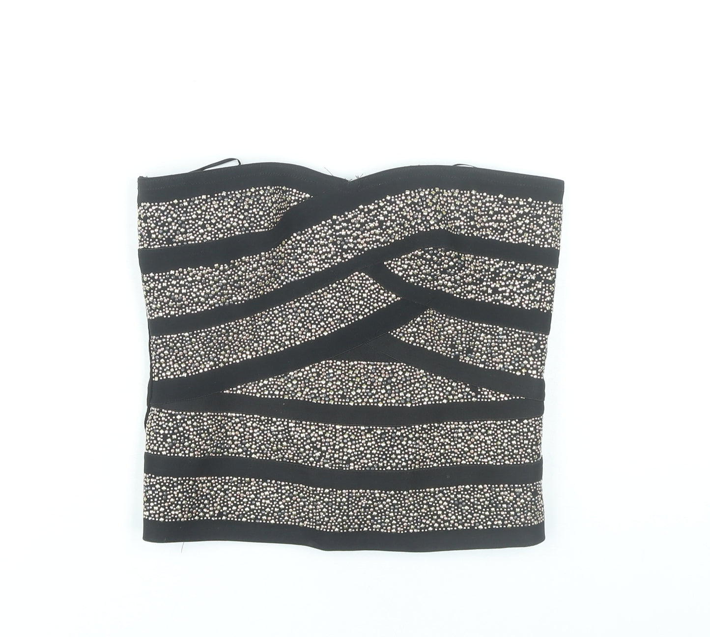 River Island Women Black Size 10 Strapless Beaded Camisole Party Top