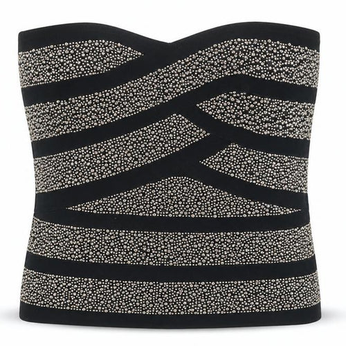 River Island Women Black Size 10 Strapless Beaded Camisole Party Top