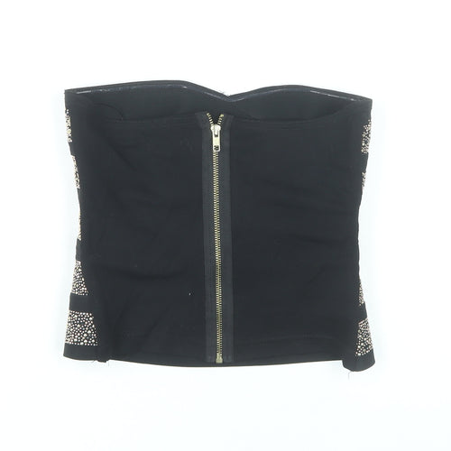 River Island Women Black Size 10 Strapless Beaded Camisole Party Top