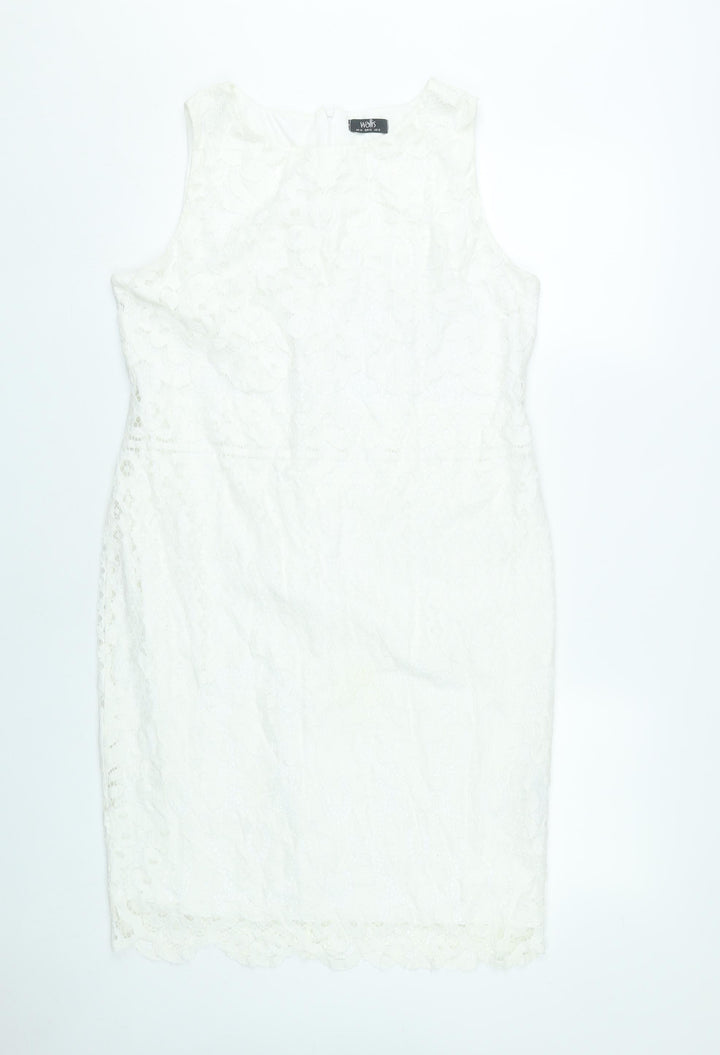 Wallis Women’s Ivory Lace Sheath Dress Size 14 Wedding Cocktail