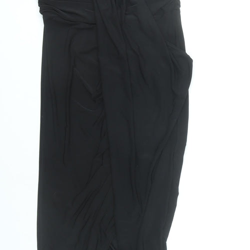 Boohoo Women’s Black Size 12 Wrap Ruched Knee Length Skirt