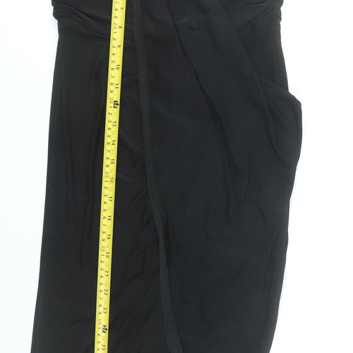 Boohoo Women’s Black Size 12 Wrap Ruched Knee Length Skirt