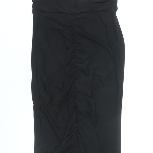 Boohoo Women’s Black Size 12 Wrap Ruched Knee Length Skirt