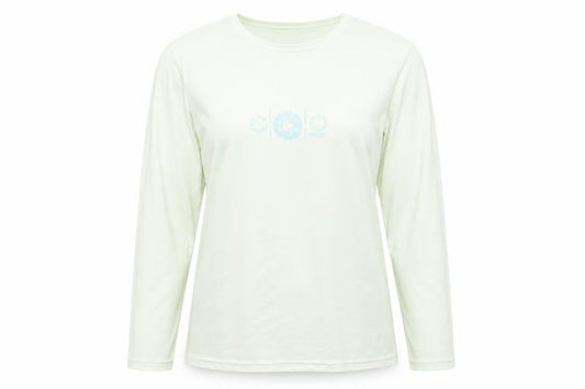 Front view of Craghoppers women’s ivory, size UK 14, long sleeve crew neck polyester t-shirt