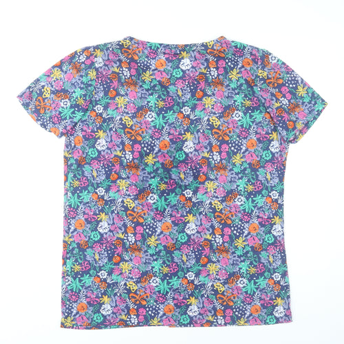 Isle Essentials Womens Multicoloured Floral Blouse M 14-16 Short Sleeve V-Neck