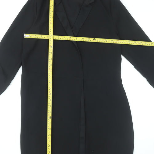 River Island Women Black Size 10 Shift Collared Knee Length Dress