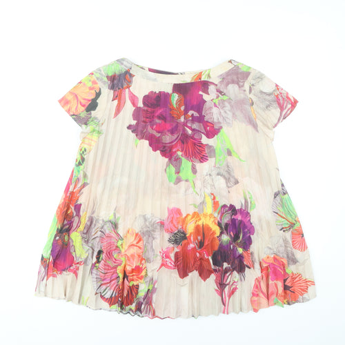 Ted Baker Women’s Multicoloured Floral Pleated Tunic Blouse Size 8