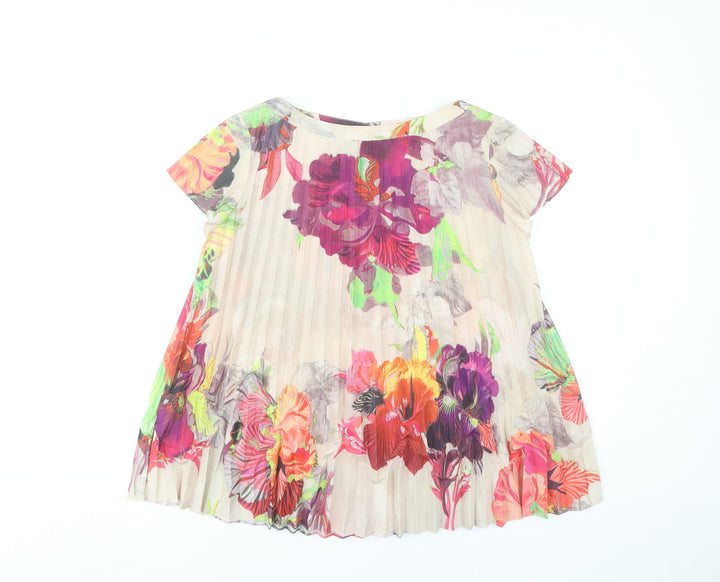 Ted Baker Women’s Multicoloured Floral Pleated Tunic Blouse Size 8