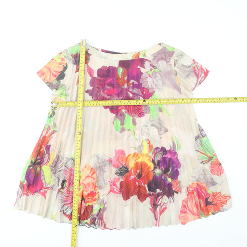 Ted Baker Women’s Multicoloured Floral Pleated Tunic Blouse Size 8