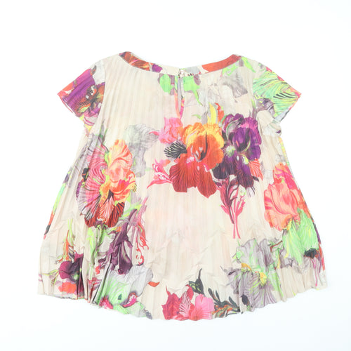 Ted Baker Women’s Multicoloured Floral Pleated Tunic Blouse Size 8