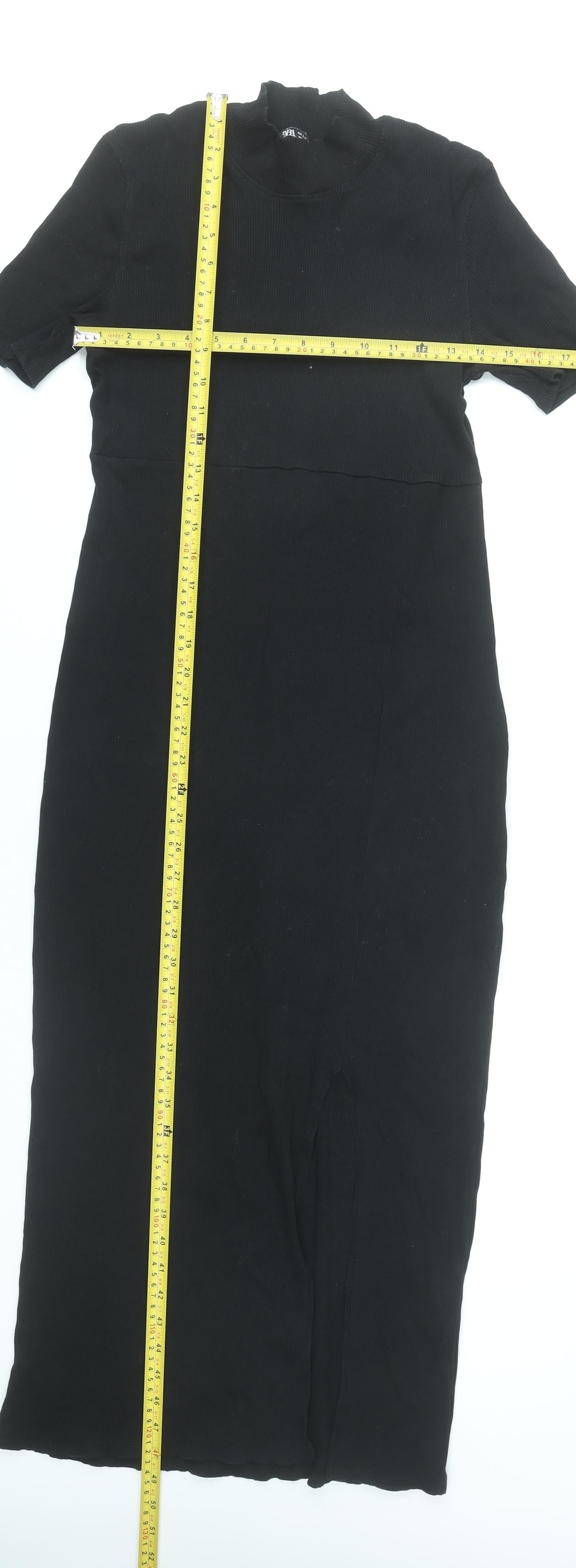 Zara Women Black Size 14 Bodycon Midi Knit Dress