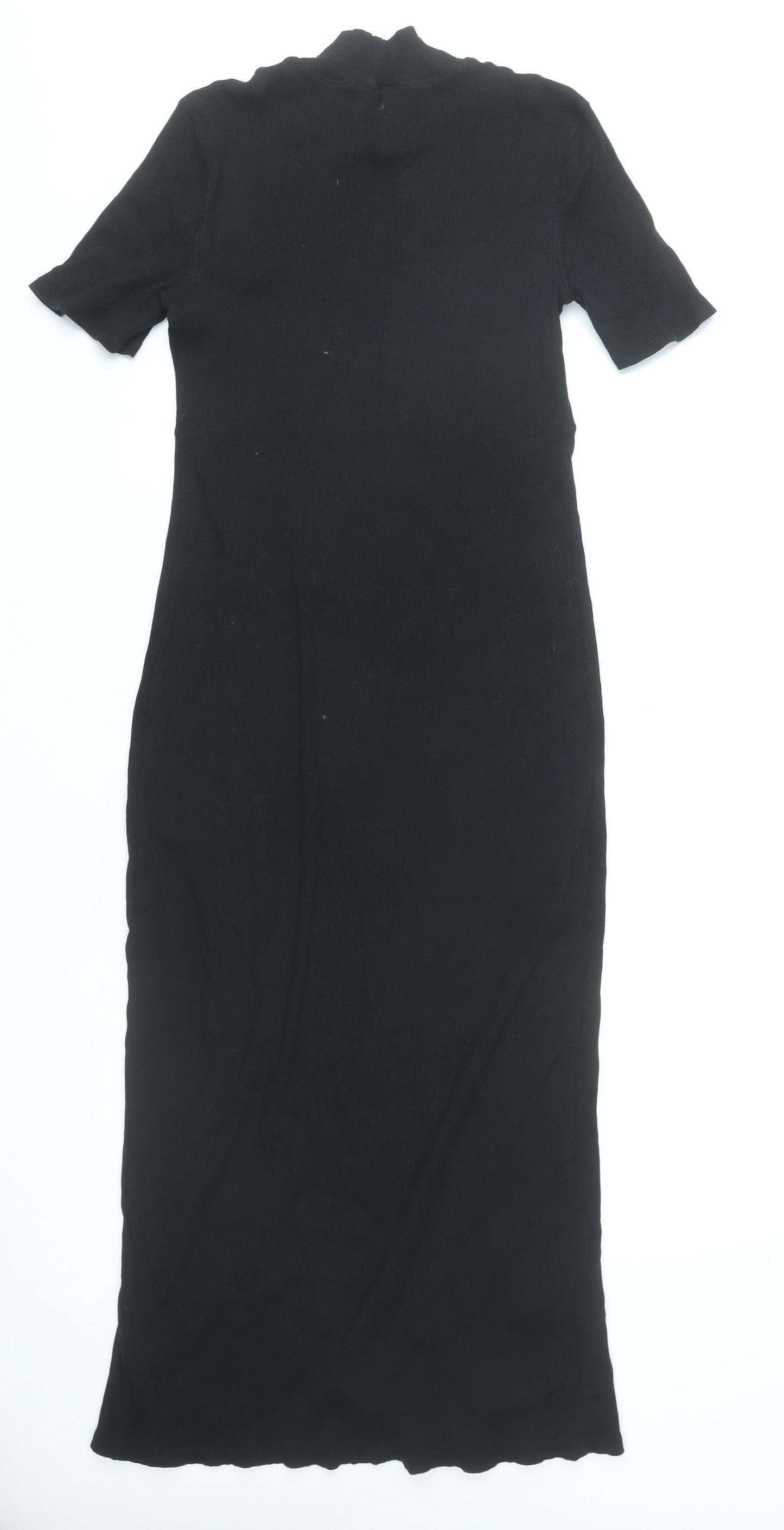 Zara Women Black Size 14 Bodycon Midi Knit Dress