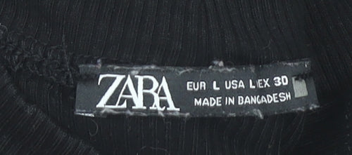 Zara Women Black Size 14 Bodycon Midi Knit Dress