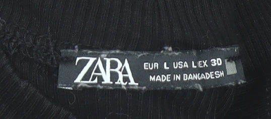 Zara Women Black Size 14 Bodycon Midi Knit Dress