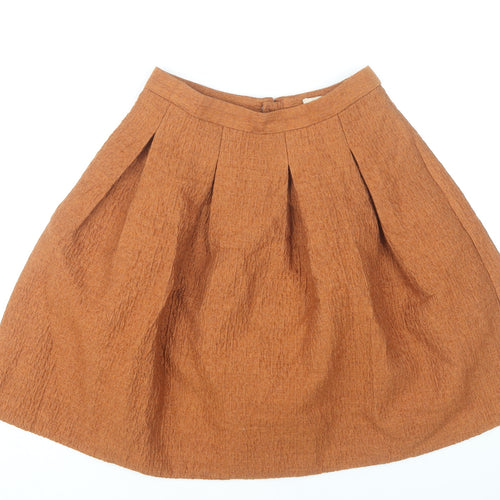 H&M Women’s Brown A-Line Knee Length Pleated Skirt Size 8