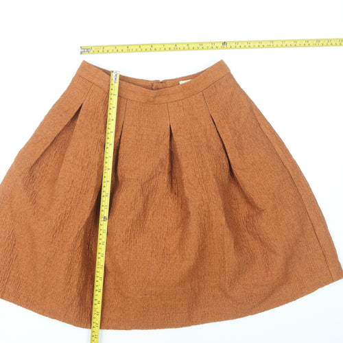 H&M Women’s Brown A-Line Knee Length Pleated Skirt Size 8