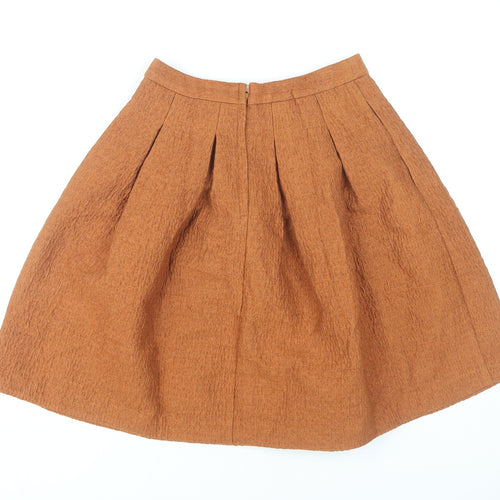 H&M Women’s Brown A-Line Knee Length Pleated Skirt Size 8