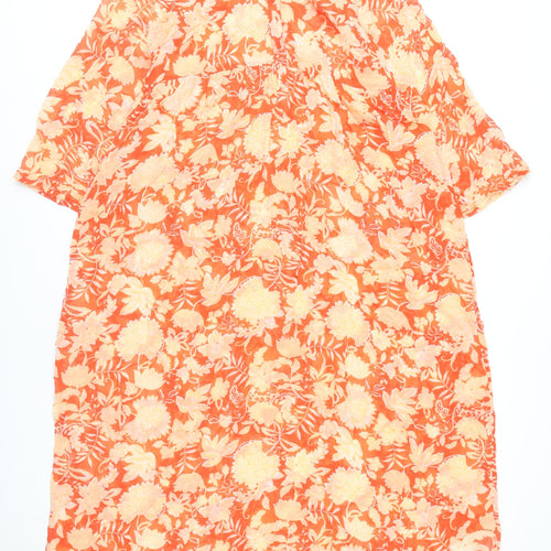 Part Two Women’s Orange Floral Viscose Midi Shift Dress Size 10